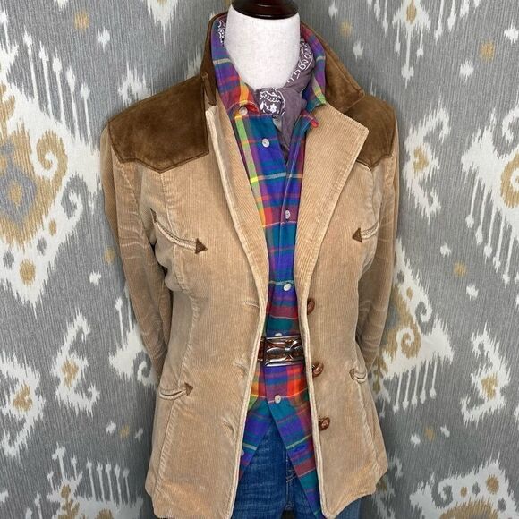 Ralph Lauren Bright Jewel-Tone Check Plaid Cotton Flannel Suede Patch Workshirt - Picture 8 of 16